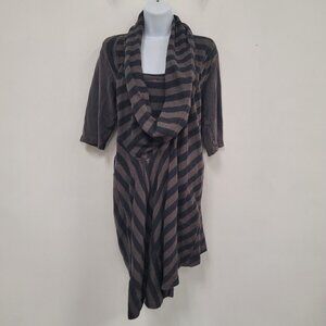 Prairie Underground Women Cowl Neck Tunic Top Size L Brown Half Sleeve Lagenlook